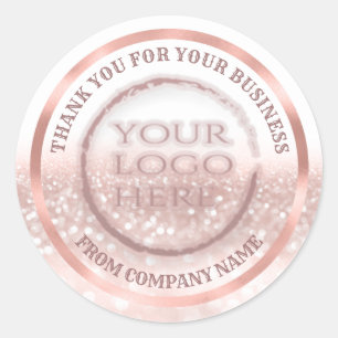 Rose gold foil glittery thank custom logo classic  classic round sticker