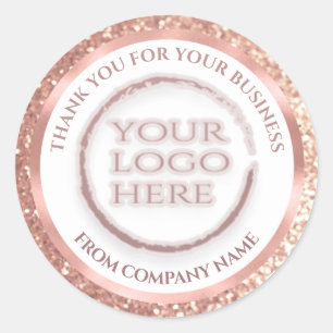 Rose gold foil glittery thank custom logo classic round sticker