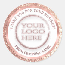 Rose gold foil glittery thank custom logo