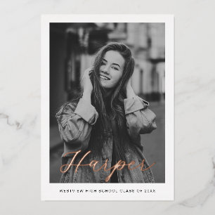 Rose Gold Foil Graduation Announcement