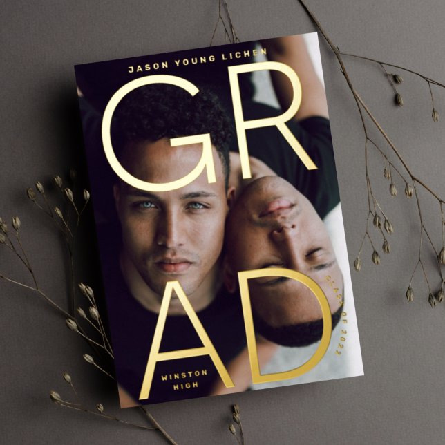 Rose Gold Foil High School GRAD Photo Announcement (Creator Uploaded)