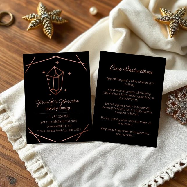 Rose Gold Foil Jewellery Care Business Card (Creator Uploaded)