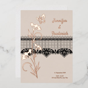 Rose Gold Foil Lace Floral Wedding