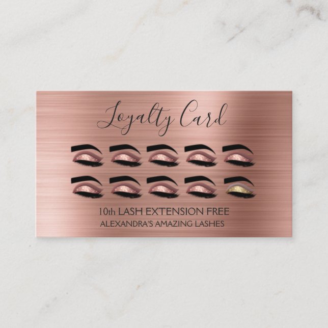 Rose Gold Foil Lashes Loyalty Card (Front)