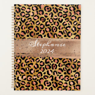 Rose Gold Foil Leopard Brush Stroke Planner
