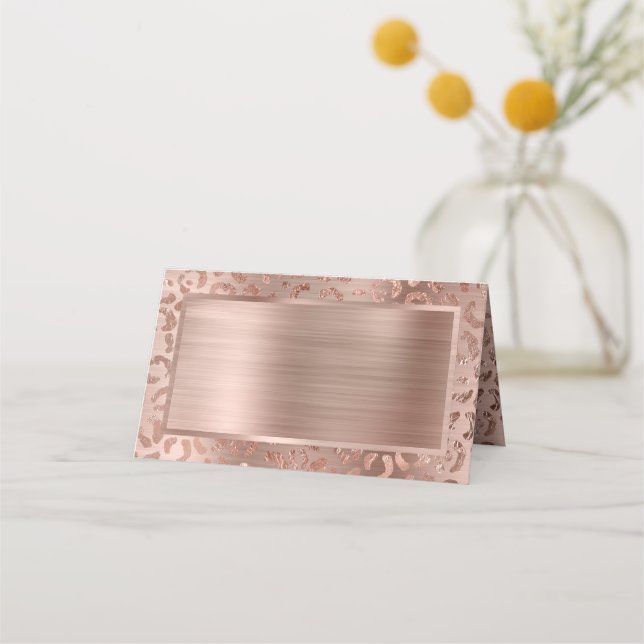 Rose Gold Foil Leopard Glam Place Card (Front)