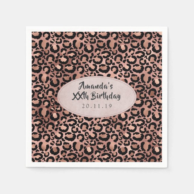 Rose Gold Foil Leopard Spots Napkin (Front)