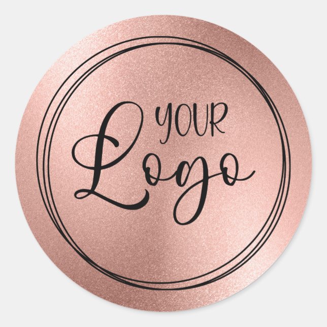 Rose Gold Foil Look Logo Classic Round Sticker (Front)