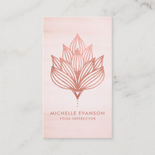 Rose Gold Foil Lotus Flower Blush Pink Business Card