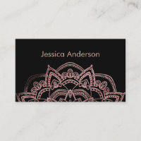 Rose Gold Foil Lotus Mandala Over Black
