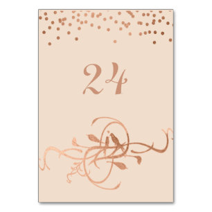 Rose Gold Foil Love Birds Table Numbers