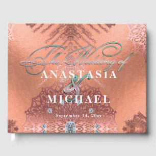 Rose Gold Foil Luxury Glam Elegant Stylish Wedding Guest Book