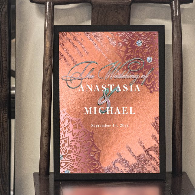 Rose Gold Foil Luxury Glam Elegant Stylish Wedding Poster (Creator Uploaded)