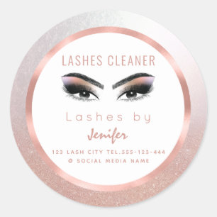 Rose gold foil makeup eyes lashes cleaner classic round sticker