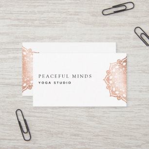 Rose Gold Foil Mandala Yoga Instructor Business Card