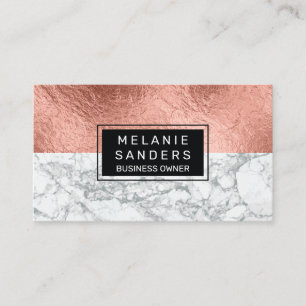 Rose Gold Foil   Marble Business Card