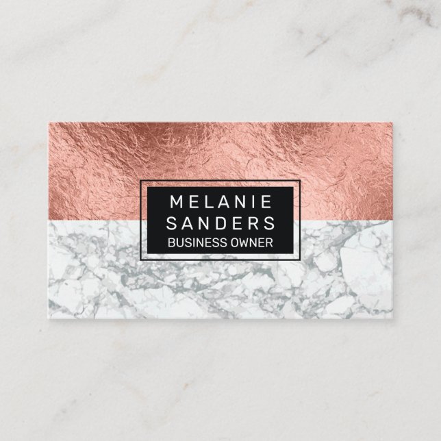 Rose Gold Foil | Marble Business Card (Front)