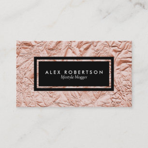 Rose gold foil metallic and black business card