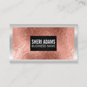 Rose Gold Foil   Metallic Border Business Card