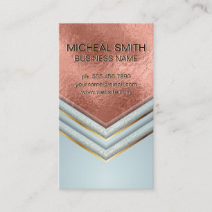 Rose Gold Foil Metallic   Luxury Shapes Business Card