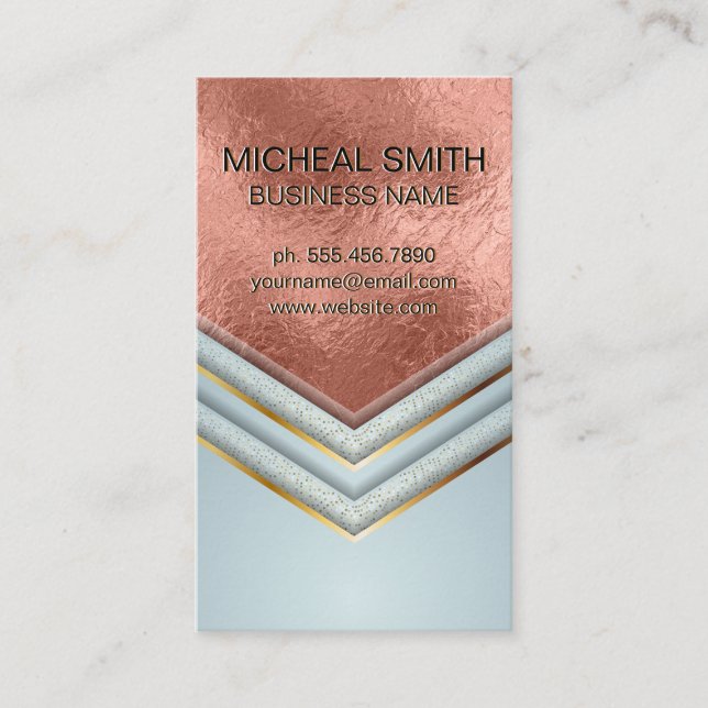Rose Gold Foil Metallic | Luxury Shapes Business Card (Front)