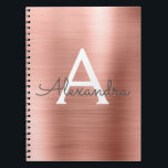 Rose Gold Foil Metallic Metal Monogram Notebook<br><div class="desc">Blush Pink - Rose Gold Faux Brushed Metal Metallic Foil Elegant Monogrammed Notebook Journal for School or Work. The notebook is perfect for going back to school or a wedding or bridal shower planner.</div>