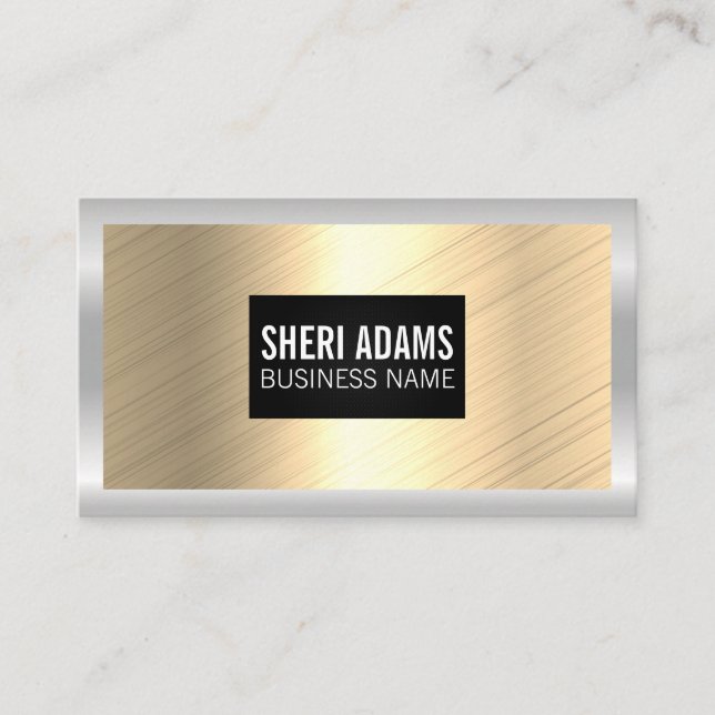 Rose Gold Foil | Metallic Silver Border Business Card (Front)