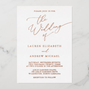 Rose Gold Foil Minimalist Wedding Foil Invitation