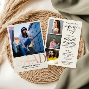 Rose Gold Foil Modern Minimalist Graduation Photo