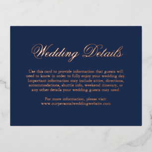 Rose Gold Foil Navy Blue Wedding Enclosure Card