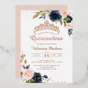 ROSE GOLD FOIL Navy Blush Quinceanera