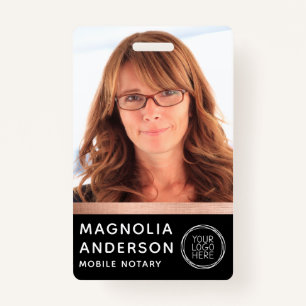 Rose Gold Foil Notary Photo Barcode Logo ID Badge