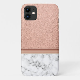 Rose Gold Foil on Marble iPhone 11 Case