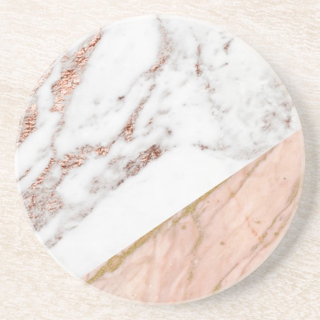 Rose gold foil over marble coaster (Front)