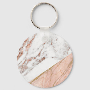 Rose gold foil over marble key ring