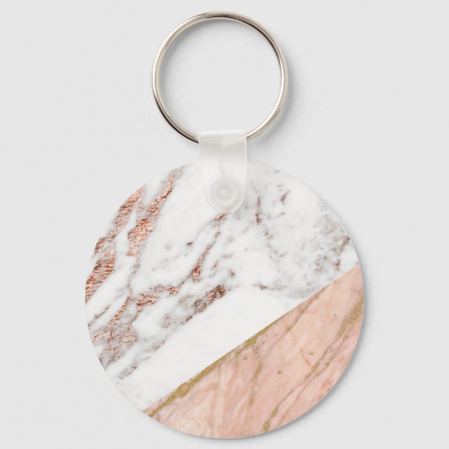 Rose gold foil over marble key ring (Front)