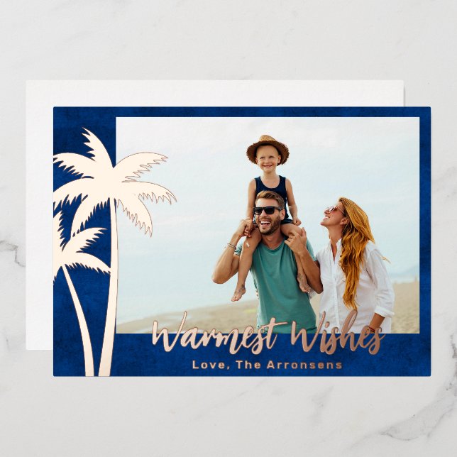 Rose Gold Foil Palm Tree Christmas Photo Card (Front/Back)