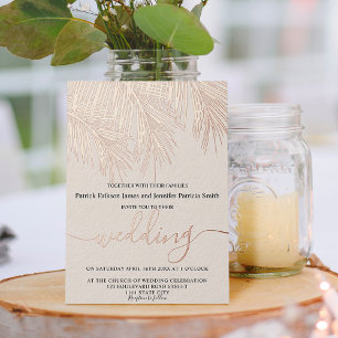 Rose gold foil palm tree elegant script wedding
