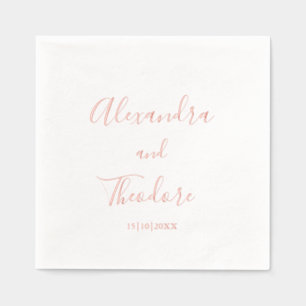 Rose Gold Foil Personalized Wedding Cocktail Foil Napkins