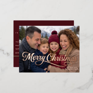 Rose Gold Foil Photo Christmas Party Invitation