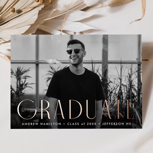 Rose Gold Foil Photo Graduation Announcement (Creator Uploaded)