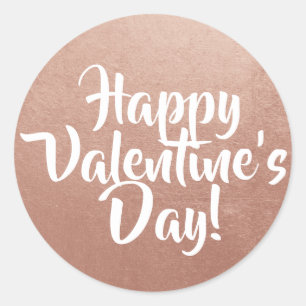 Rose Gold Foil Photo Happy Valentine's Day Classic Round Sticker