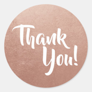 Rose Gold Foil Photo Thank You! Classic Round Sticker