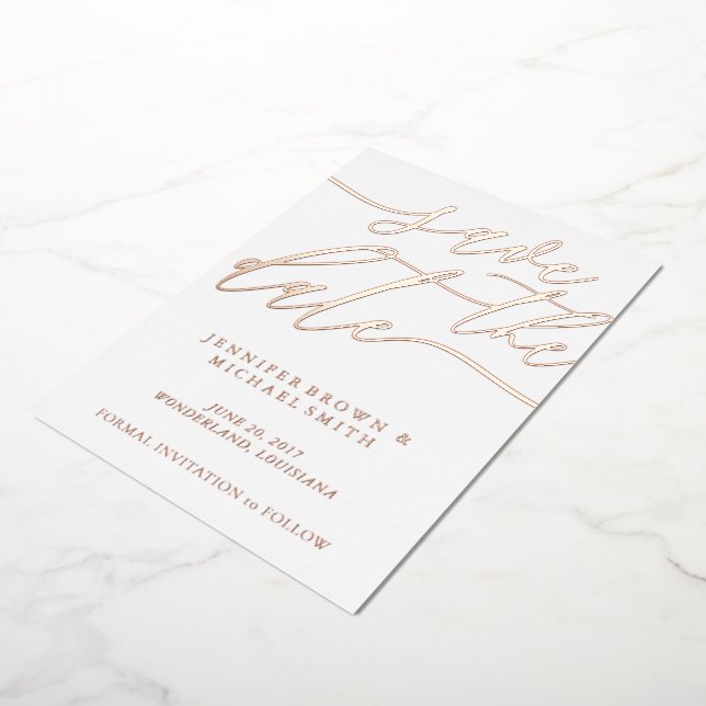 Rose Gold Foil Photo Wedding Save the Date (Rotated)