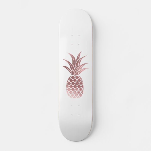 Rose Gold Foil Pineapple Skateboard (Front)