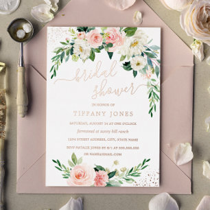ROSE GOLD FOIL Pink Floral Bridal Shower Foil Inv