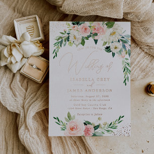 ROSE GOLD FOIL Pink Floral Wedding 