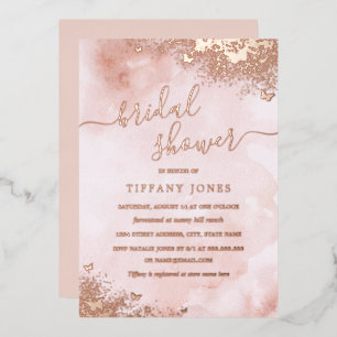 ROSE GOLD FOIL Pink Peach Butterfly Bridal Shower