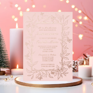 Rose Gold Foil Quinceañera Invitation Butterflies