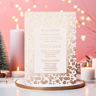 Rose Gold Foil Quinceañera Invitations Floral